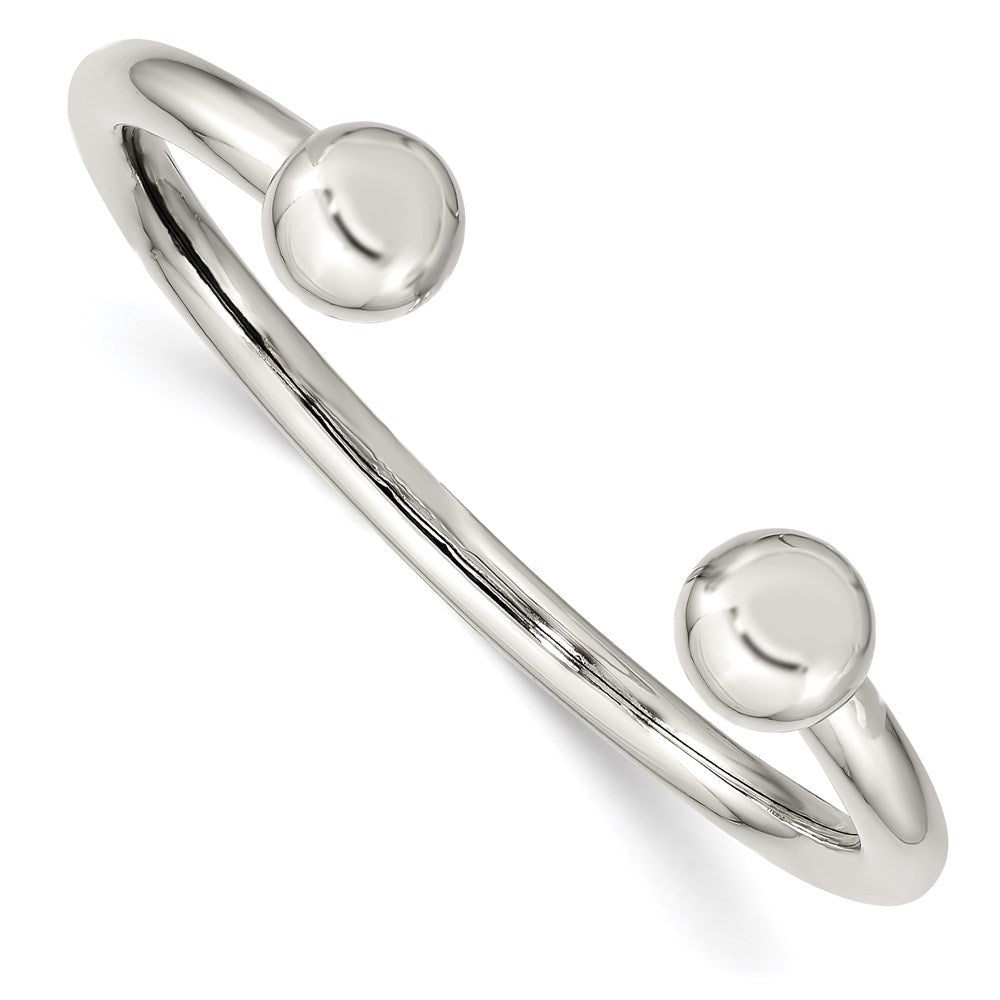 Polished;Hollow;Sterling silver;Slip on;Cuff;Open