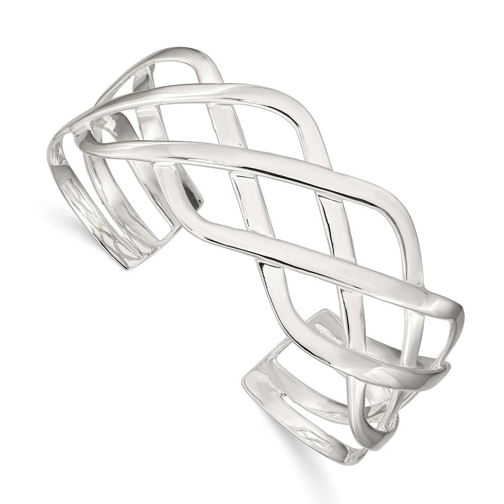 Solid;Polished;Sterling silver;Cuff