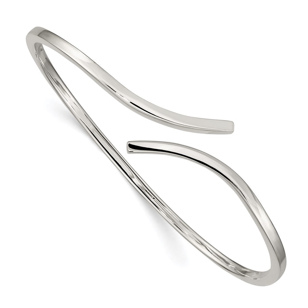 Polished;Sterling silver;Cuff;Flexible