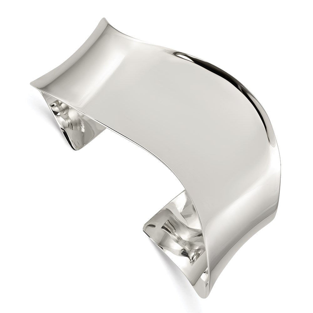 Polished;Sterling silver;Slip on;Cuff