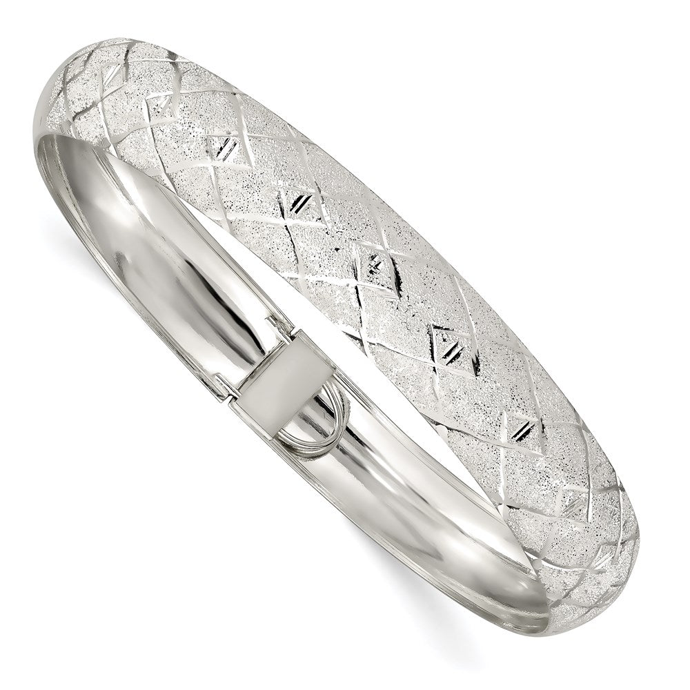 Polished;Open back;Sterling silver;Safety clasp;Flexible;Textured;Diamond Cut