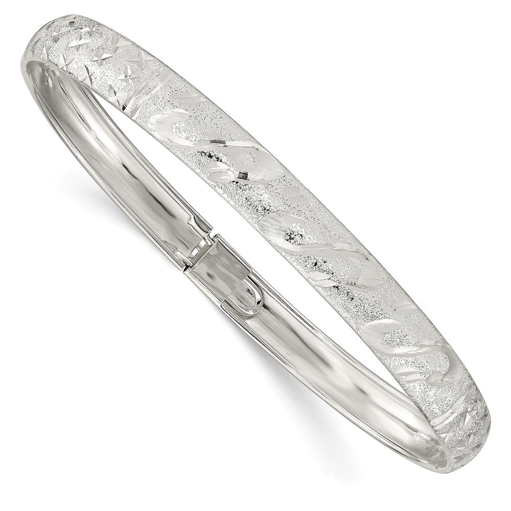 Diamond-cut;Polished;Open back;Sterling silver;Florentine;Box catch;Flexible;Textured