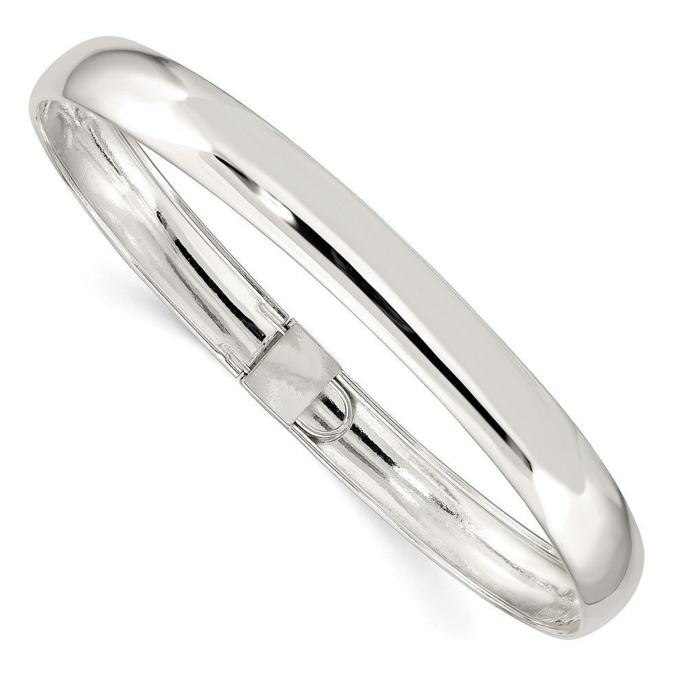Polished;Open back;Hinged;Engravable;Sterling silver;Safety clasp;Box catch;Flexible