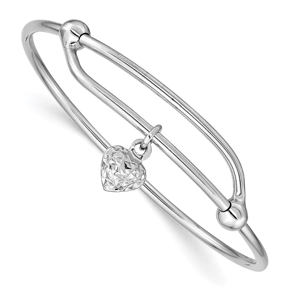 Polished;Sterling silver;Rhodium-plated;Adjustable;Diamond Cut