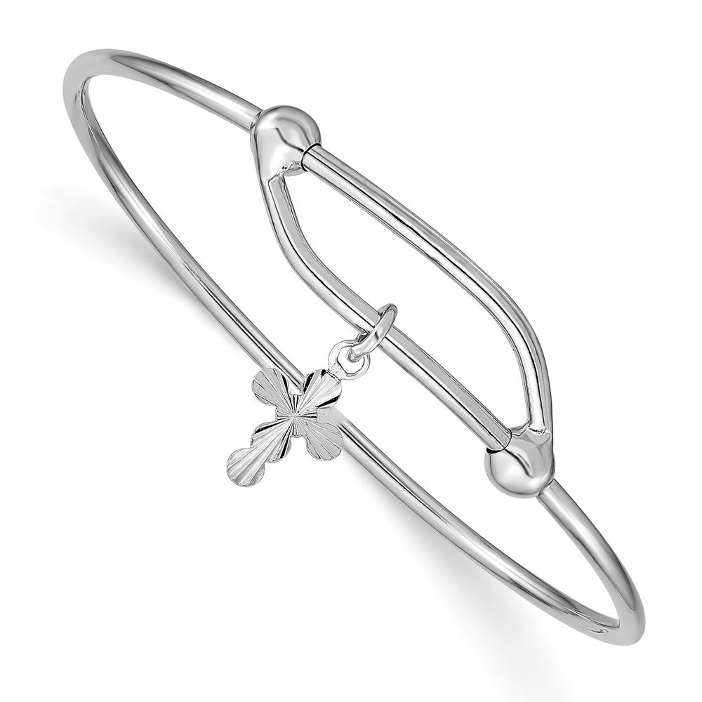 Diamond-cut;Polished;Sterling silver;Rhodium-plated;Adjustable