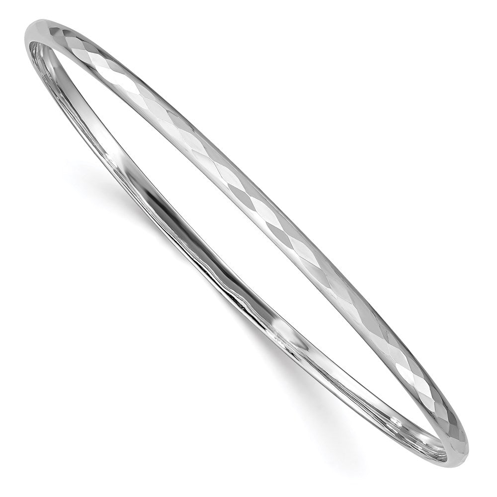 Polished;Sterling silver;Slip on;Textured;Rhodium-plated;Patterned;Diamond Cut