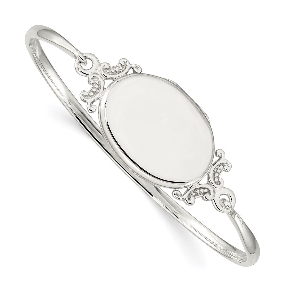 Polished;Flat back;Engravable;Sterling silver;Not engraveable by QG;Opens;Holds 2 photos