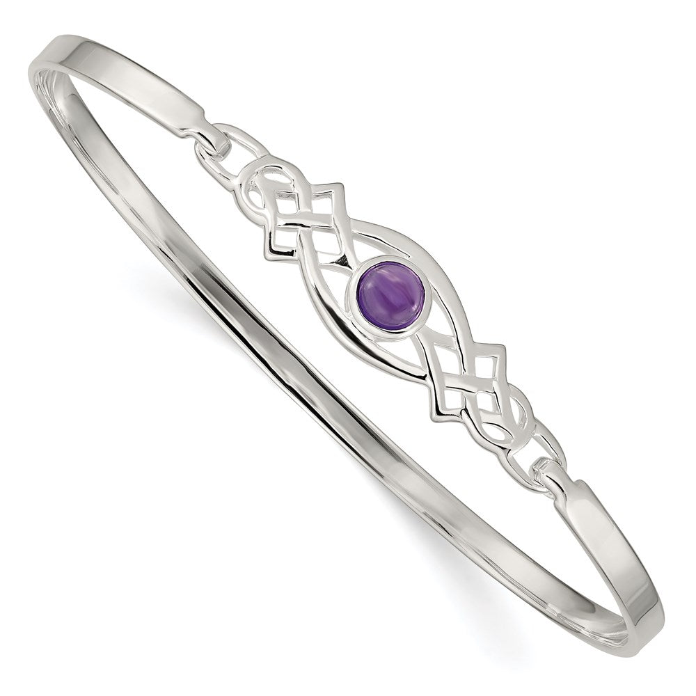 Polished;Closed back;Sterling silver;Amethyst;Flexible