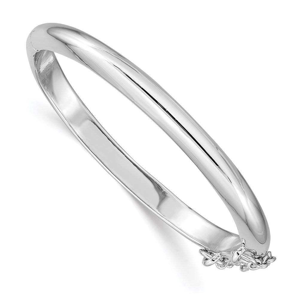 Polished;Flat back;Hinged;Engravable;Sterling silver;Safety clasp;Rhodium-plated