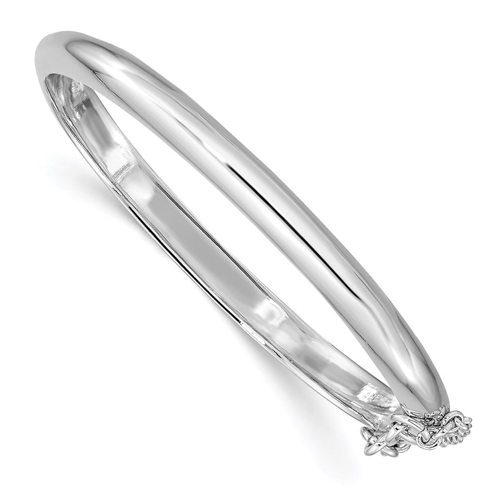 Polished;Flat back;Hinged;Sterling silver;Safety clasp;Rhodium-plated