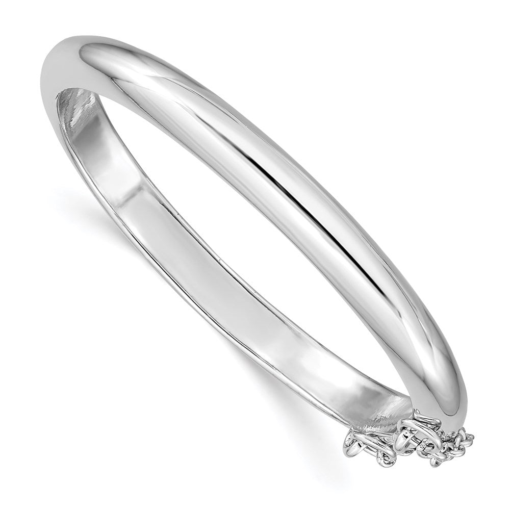 Polished;Flat back;Hinged;Engravable;Sterling silver;Safety clasp;Rhodium-plated