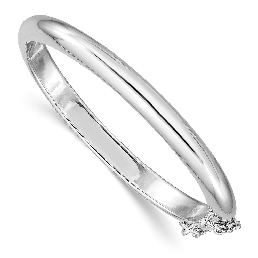 Polished;Flat back;Hinged;Engravable;Sterling silver;Safety clasp;Rhodium-plated