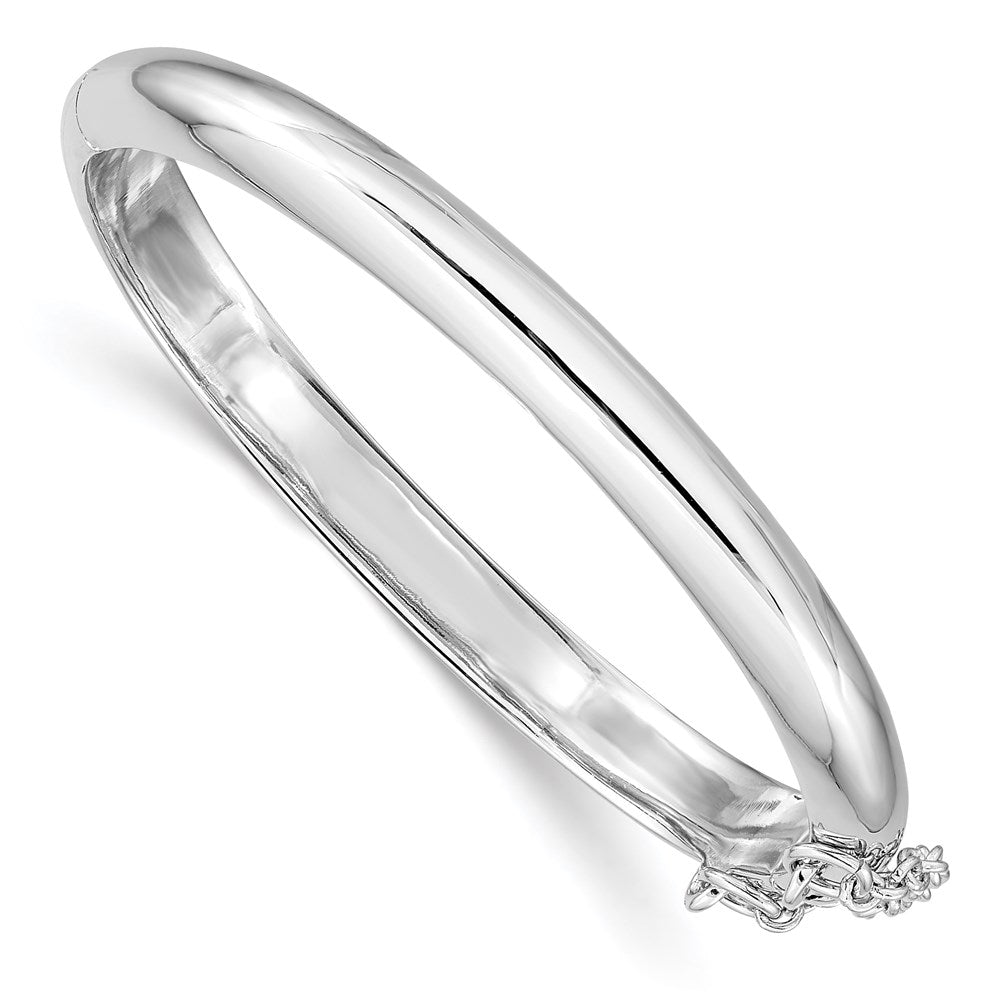 Polished;Flat back;Hinged;Engravable;Sterling silver;Safety clasp;Rhodium-plated