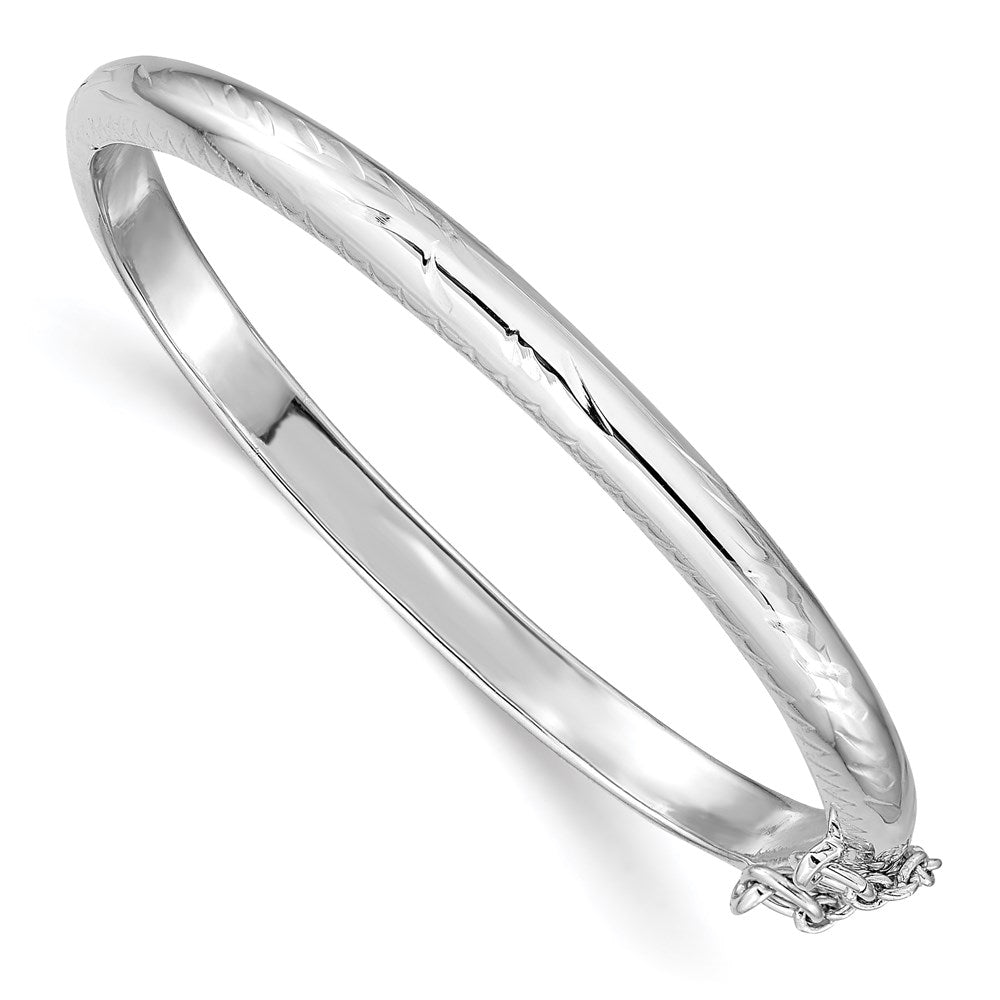 Polished;Flat back;Hinged;Sterling silver;Safety clasp;Textured;Rhodium-plated