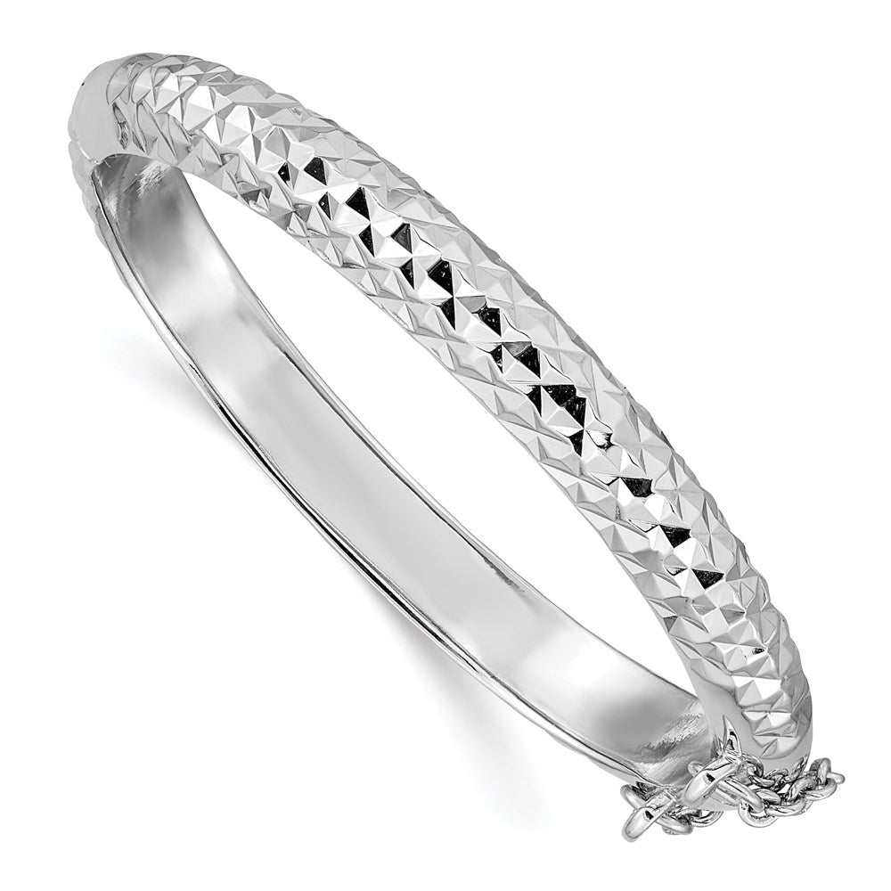 Diamond-cut;Polished;Flat back;Hinged;Sterling silver;Safety clasp