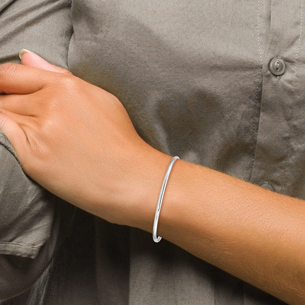 Sterling Silver RH-plated Polished 2mm Slip-on Children's Bangle Bracelet