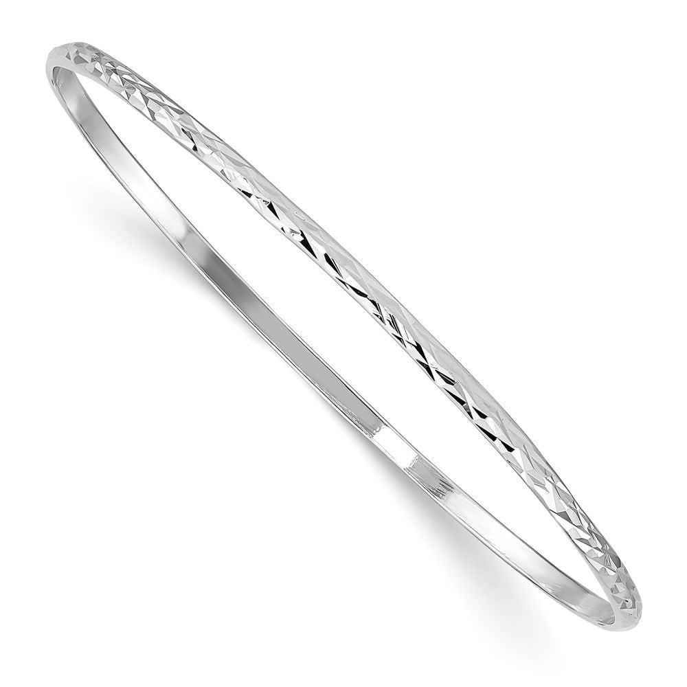 Diamond-cut;Polished;Sterling silver;Slip on;Rhodium-plated