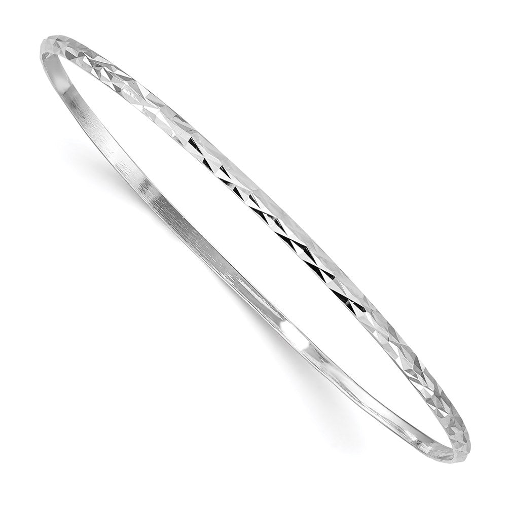 Polished;Sterling silver;Slip on;Rhodium-plated;Diamond Cut