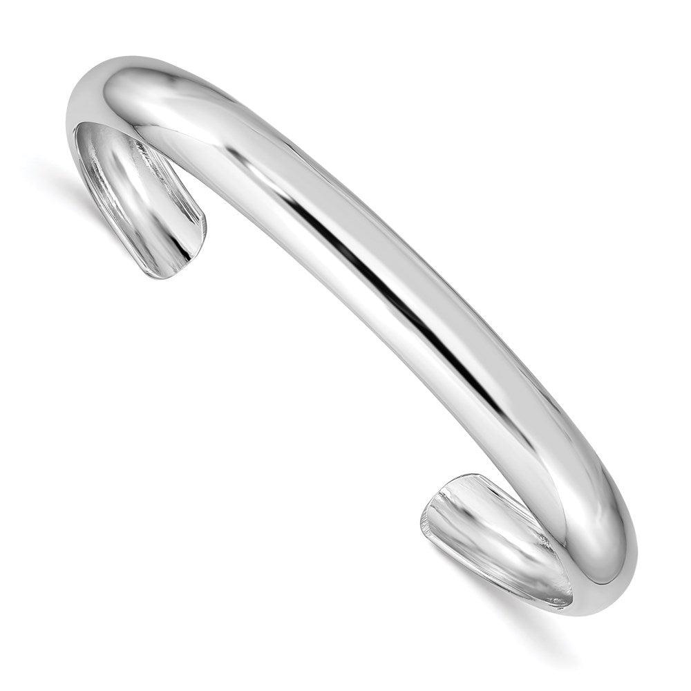 Polished;Engravable;Sterling silver;Cuff;Rhodium-plated