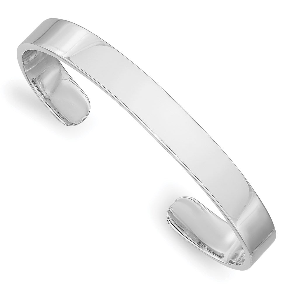 Polished;Engravable;Sterling silver;Cuff;Rhodium-plated
