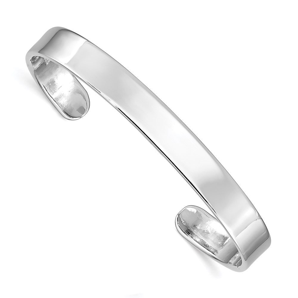 Polished;Engravable;Sterling silver;Cuff;Rhodium-plated