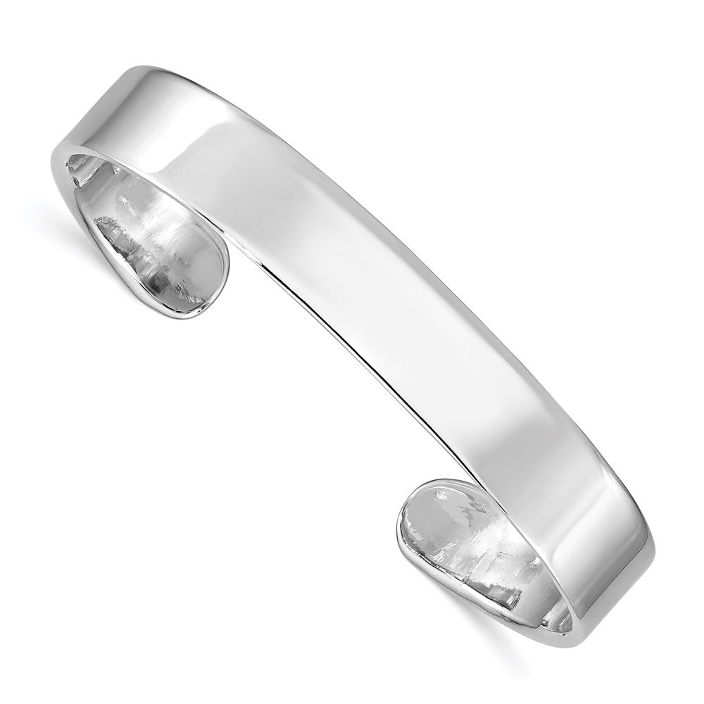 Polished;Engravable;Sterling silver;Cuff;Rhodium-plated