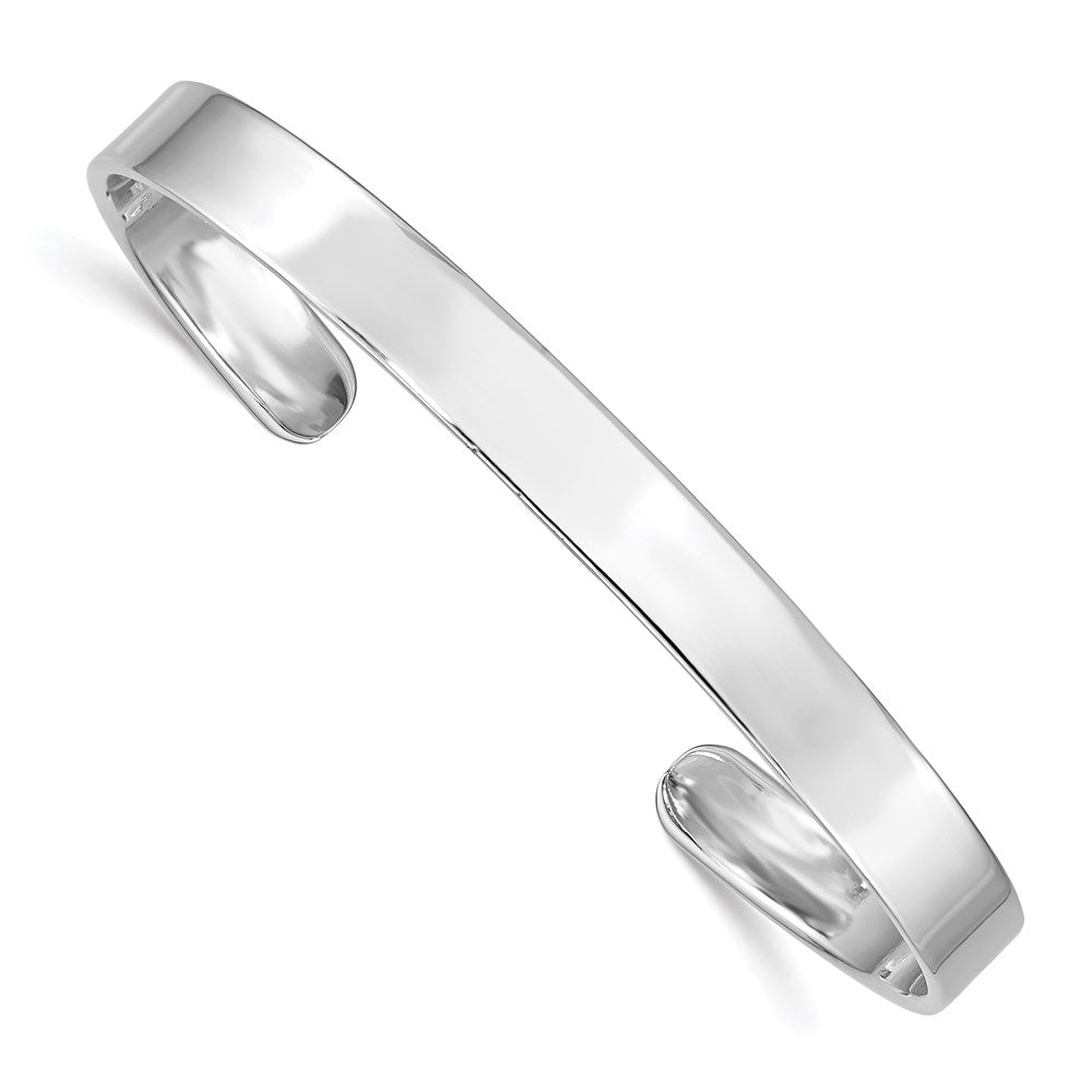 Polished;Engravable;Sterling silver;Cuff;Rhodium-plated