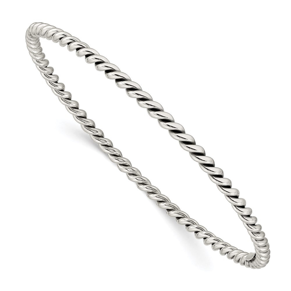 Polished;Sterling silver;Slip on;Twisted;Antiqued