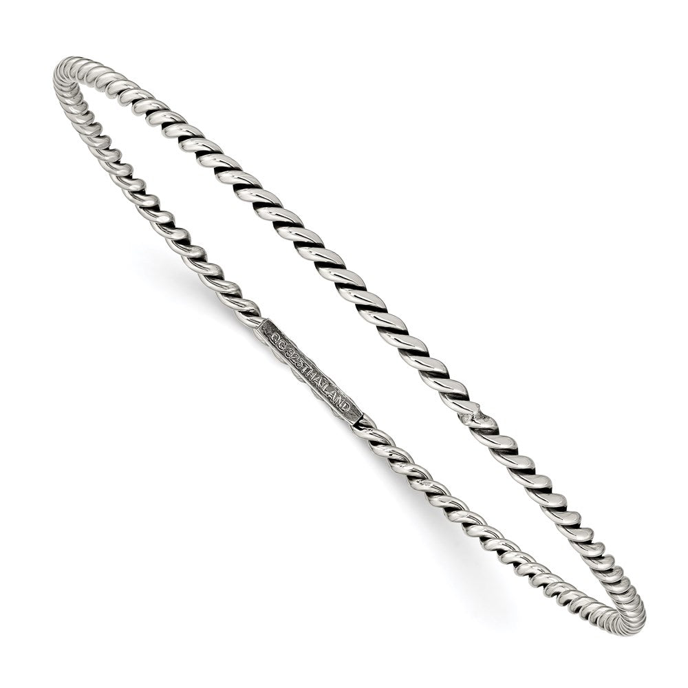 Polished;Sterling silver;Slip on;Textured;Antiqued