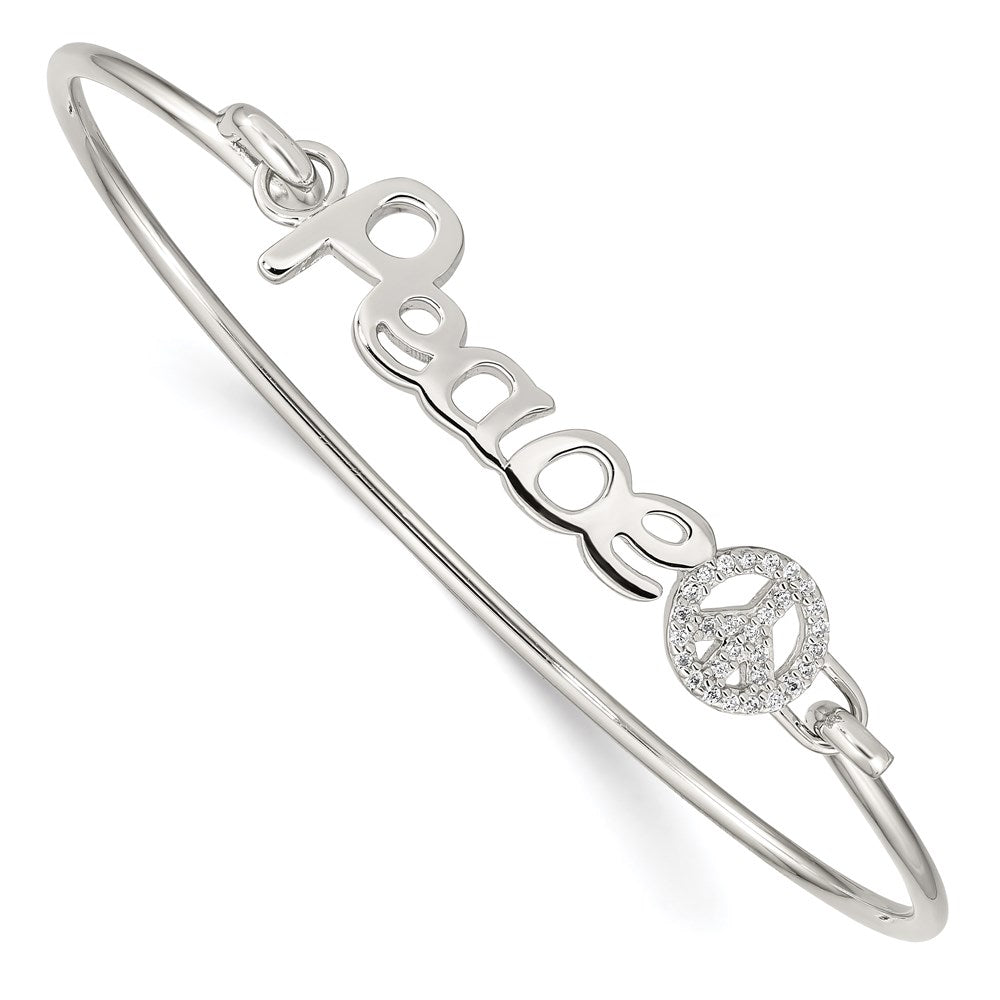Polished;Sterling silver;CZ;Flexible;Peace Sign