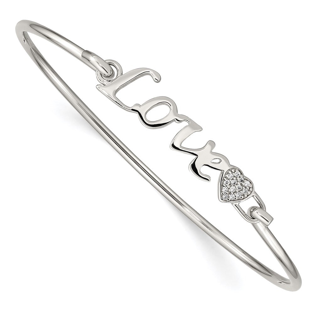 Polished;Sterling silver;CZ;Flexible;Love