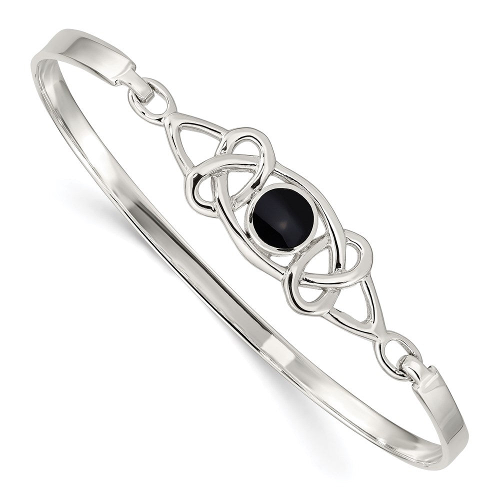 Polished;Sterling silver;Onyx;Flexible