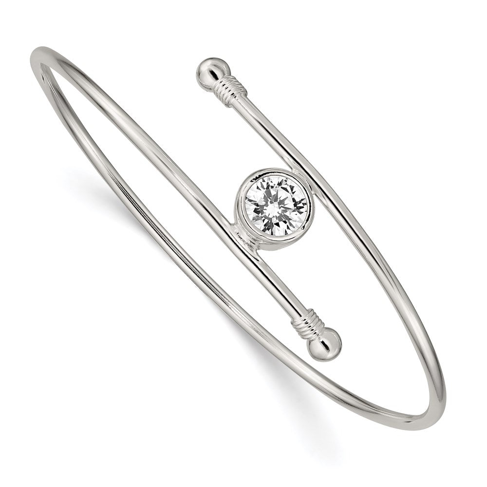 Polished;Sterling silver;CZ;Slip on;Bezel