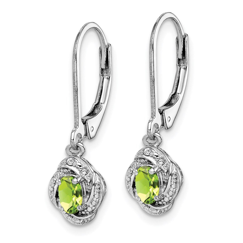 Sterling Silver Rhodium-plated Diam. & Peridot Earrings