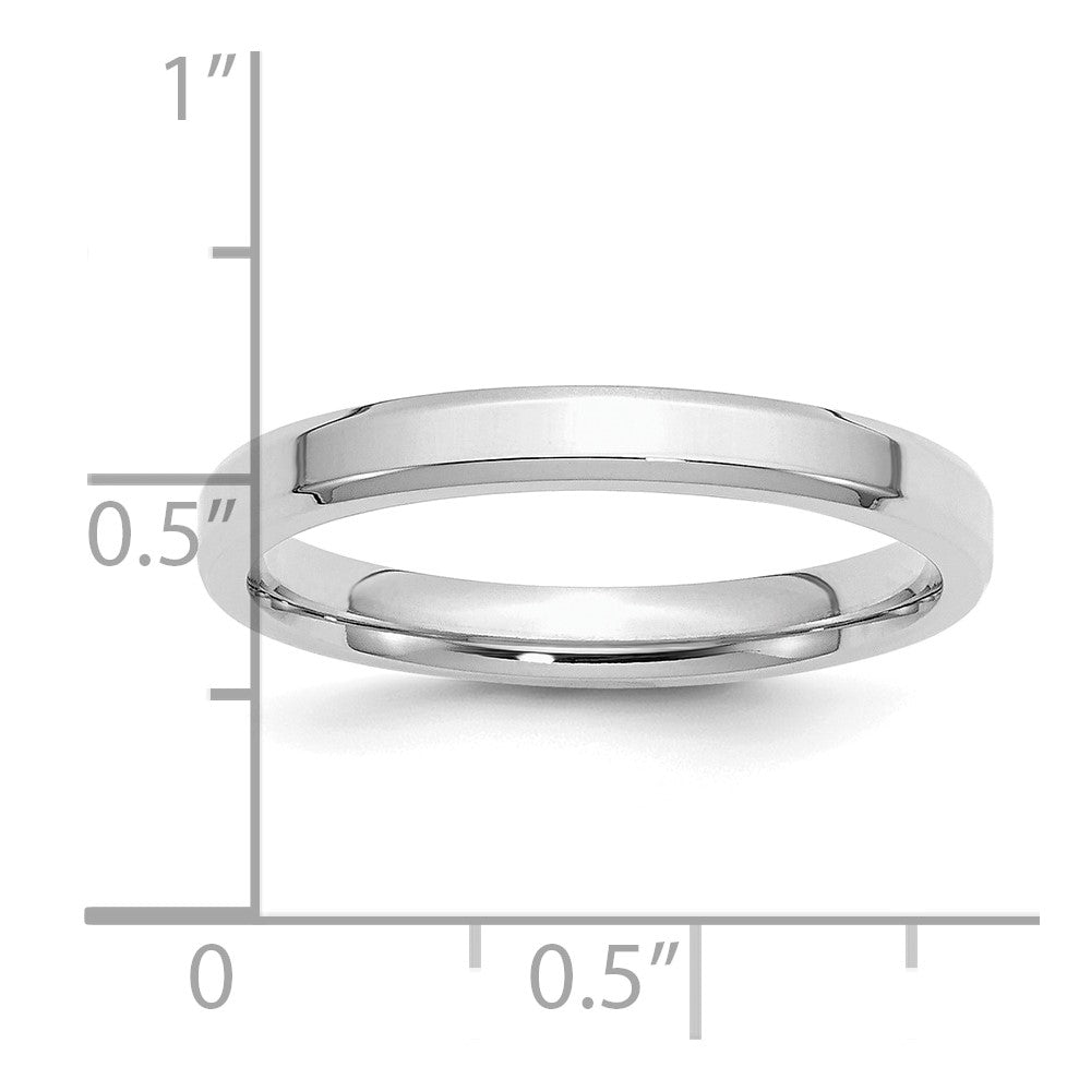 Sterling Silver Rhodium-plated 3mm Bevel Edge Size 11 Band