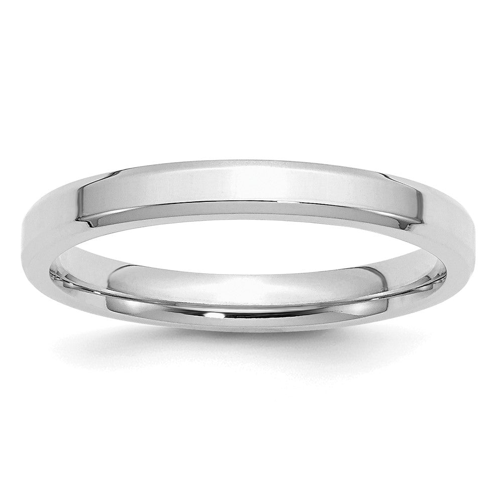Sterling Silver Rhodium-plated 3mm Bevel Edge Size 10 Band