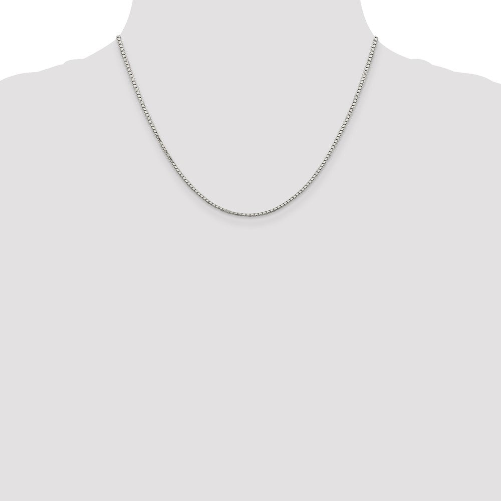Sterling Silver Rhodium-plated 1.7mm 8 Sided Mirror Box Chain