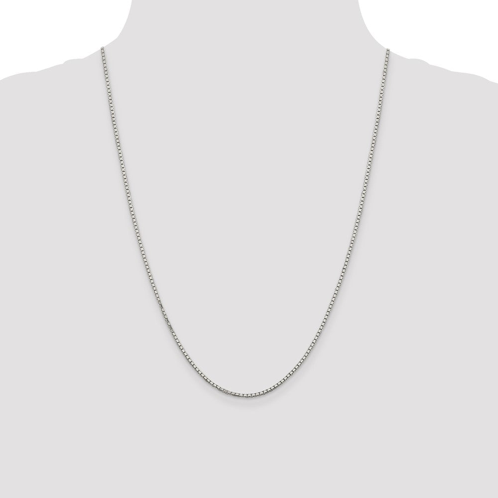 Sterling Silver Rhodium-plated 1.7mm 8 Sided Mirror Box Chain