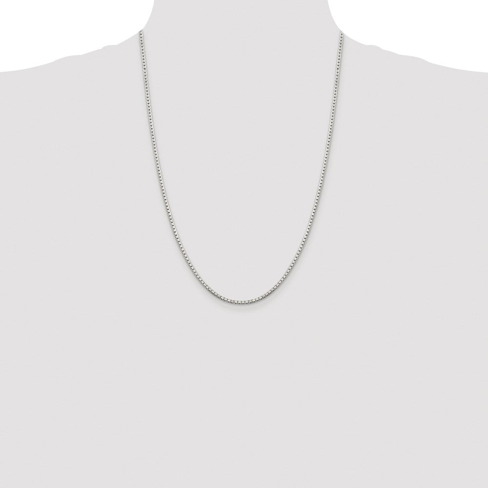 Sterling Silver Rhodium-plated 2mm 8 Sided Box Chain