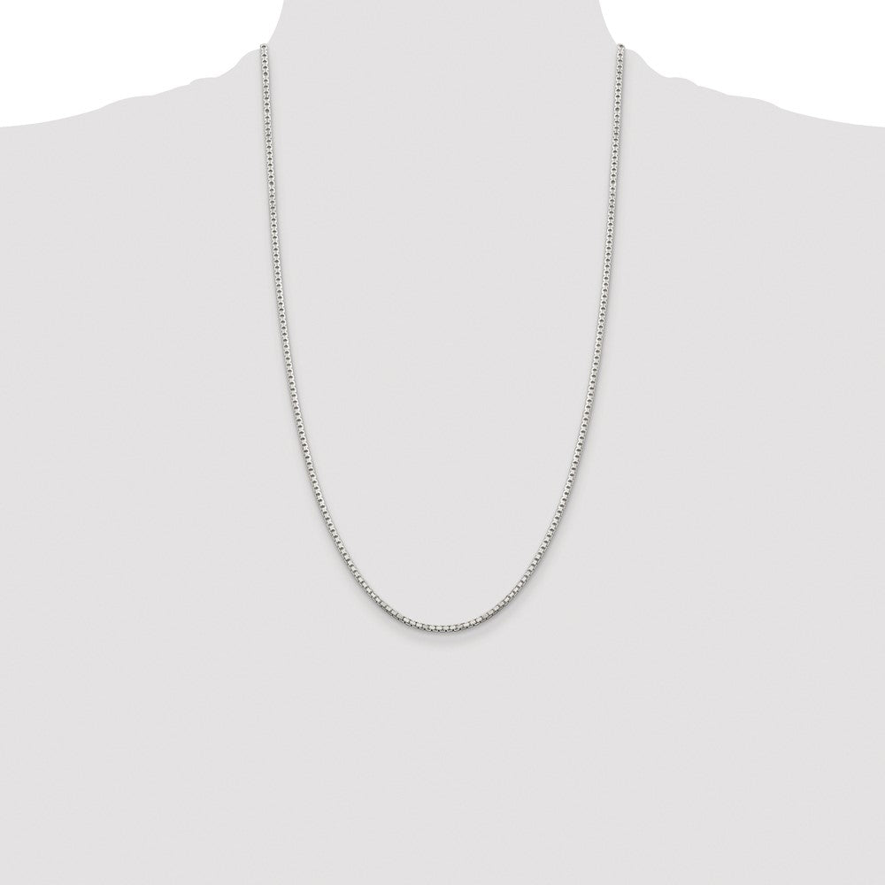 Sterling Silver Rhodium-plated 2mm 8 Sided Box Chain