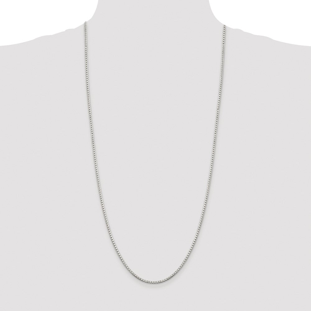 Sterling Silver Rhodium-plated 2mm 8 Sided Box Chain