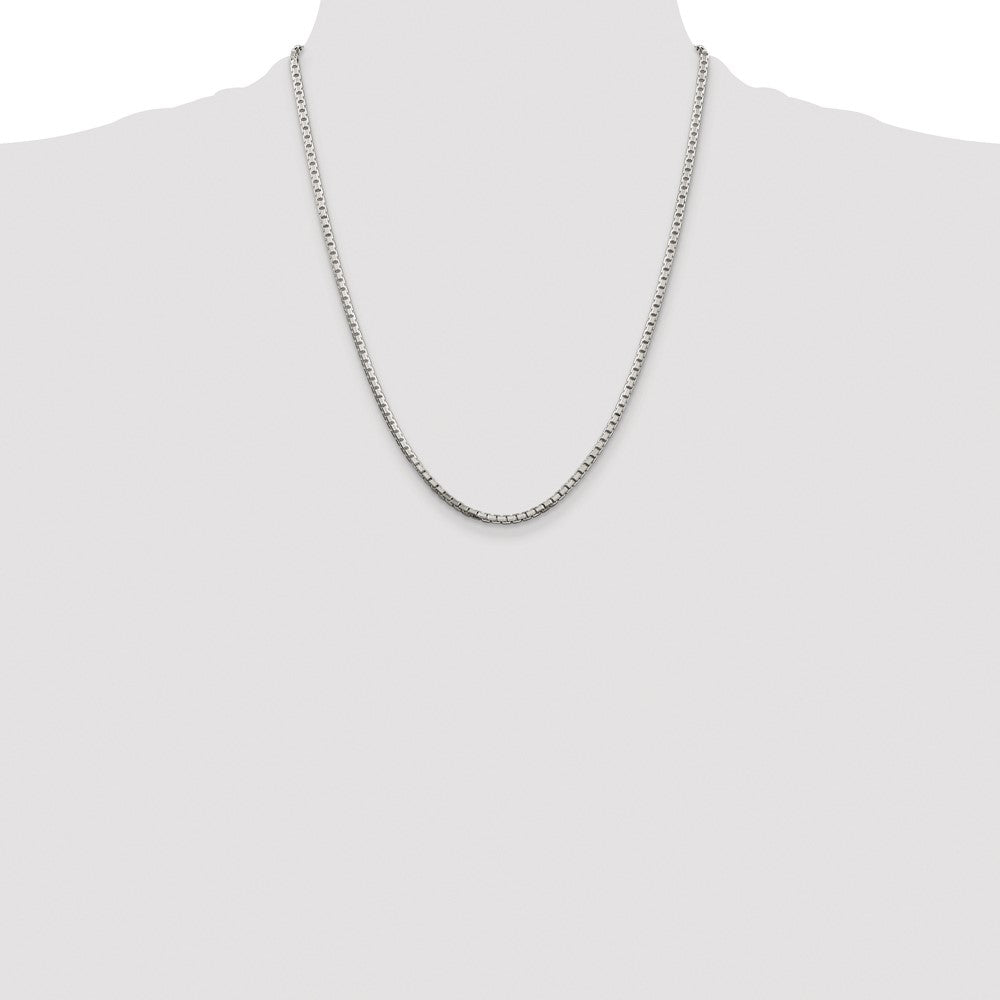 Sterling Silver Rhodium-plated 2.5mm 8 Sided Box Chain