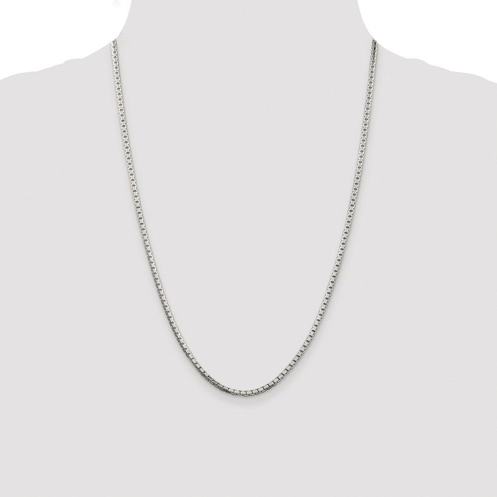 Sterling Silver Rhodium-plated 2.5mm 8 Sided Box Chain