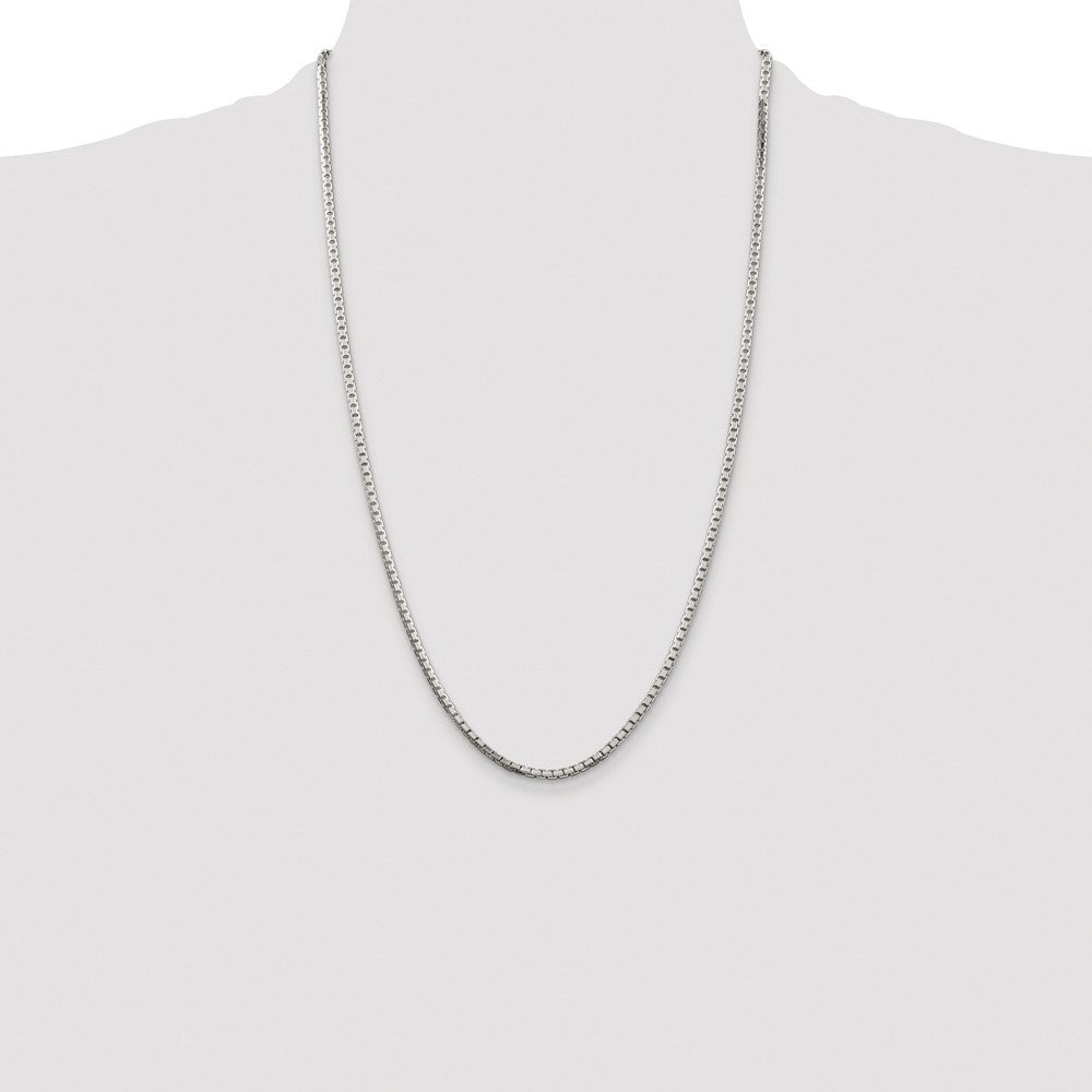 Sterling Silver Rhodium-plated 2.5mm 8 Sided Box Chain