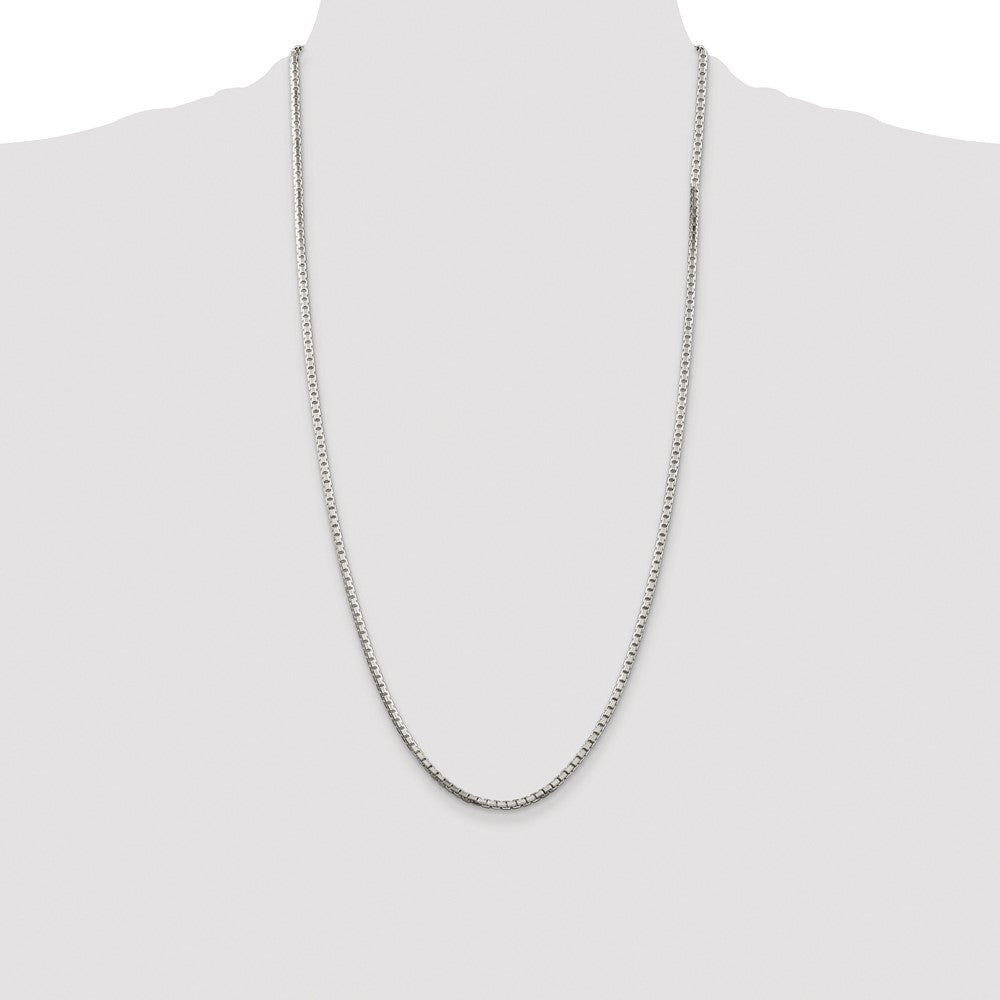 Sterling Silver Rhodium-plated 2.5mm 8 Sided Box Chain