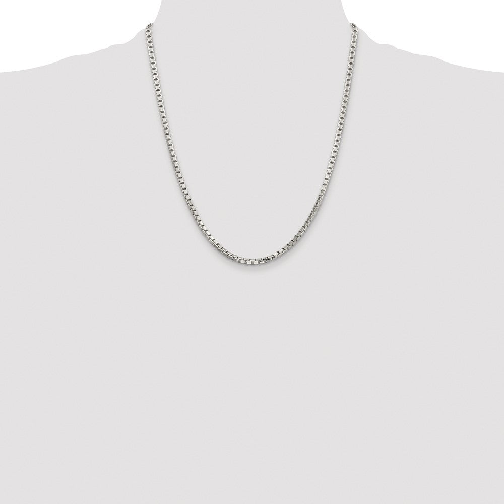 Sterling Silver Rhodium-plated 2.9mm 8 Sided Box Chain