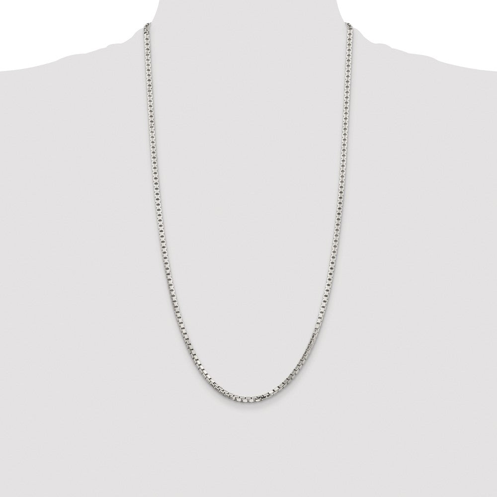 Sterling Silver Rhodium-plated 2.9mm 8 Sided Box Chain