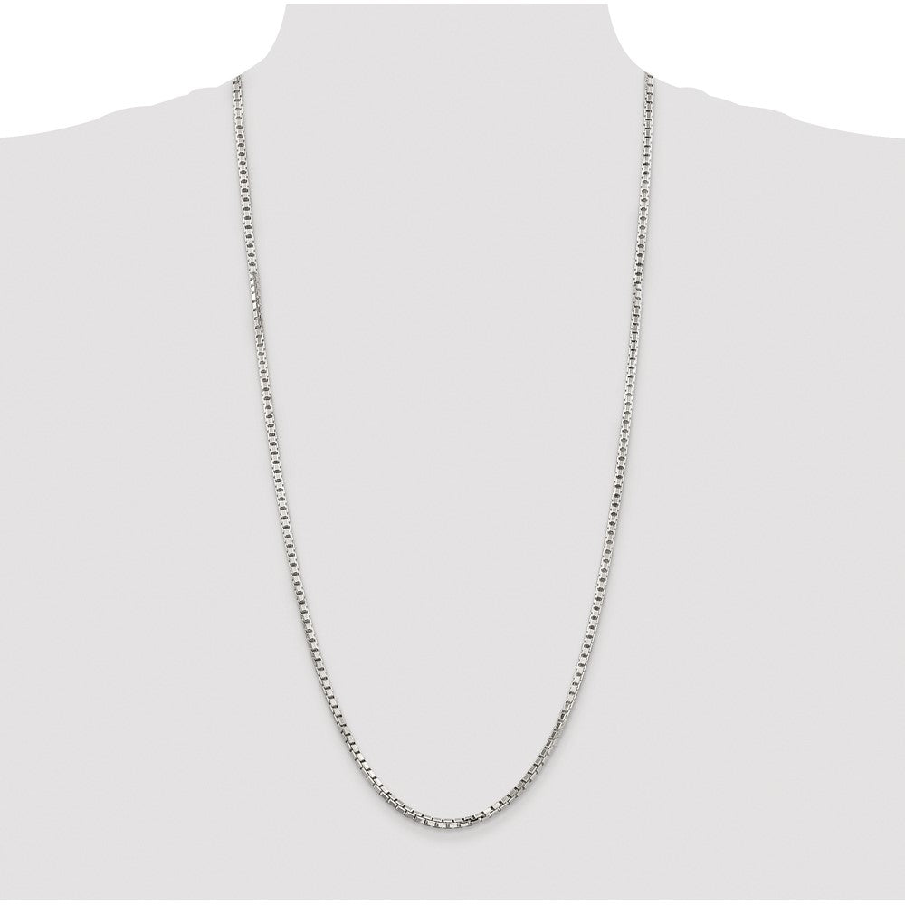 Sterling Silver Rhodium-plated 2.9mm 8 Sided Box Chain
