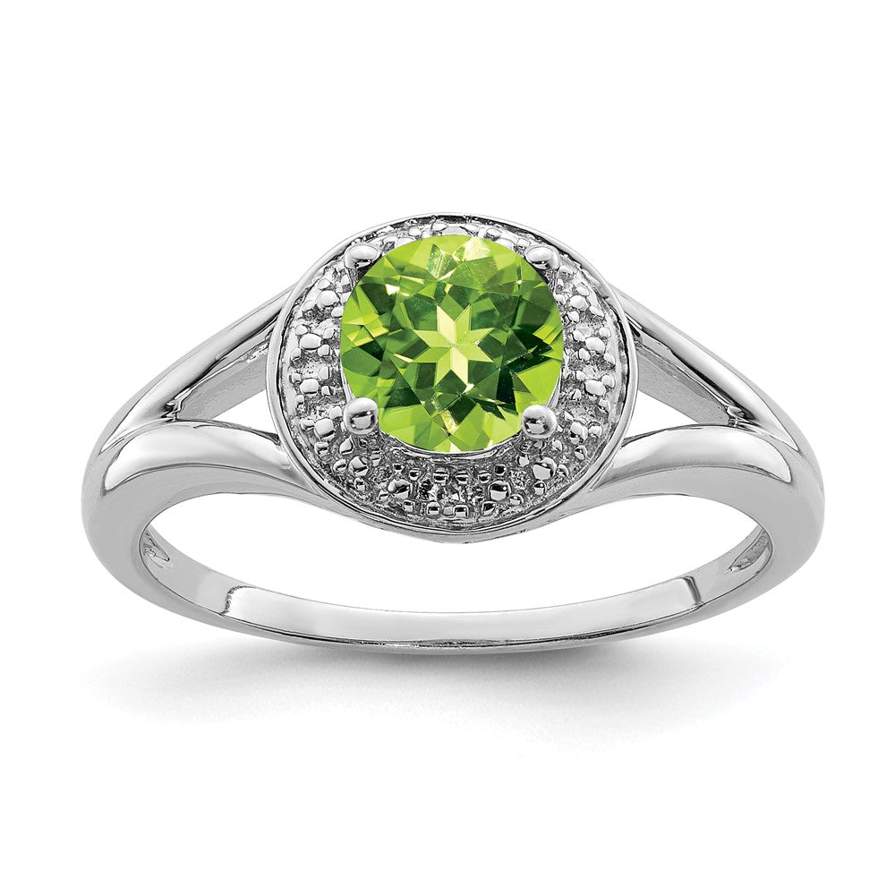 Polished;Sterling silver;Diamond;Peridot;Rhodium-plated