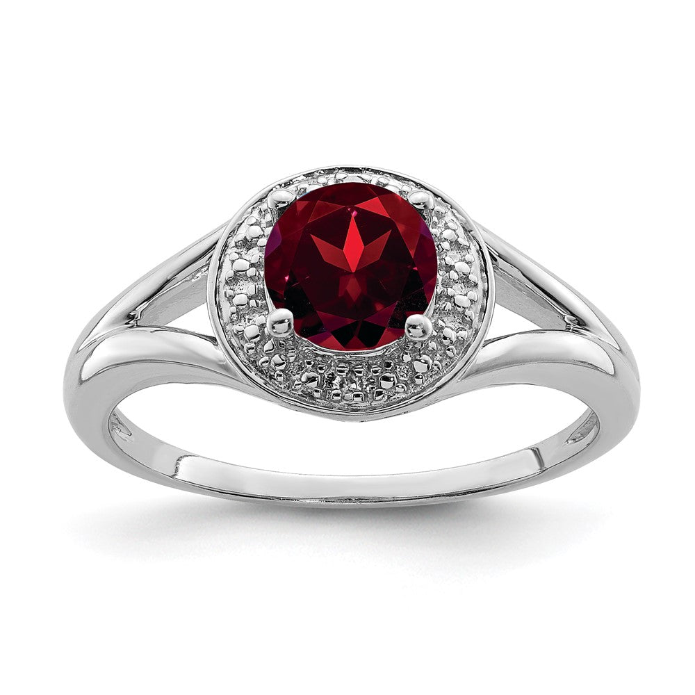 Polished;Sterling silver;Diamond;Garnet;Rhodium-plated